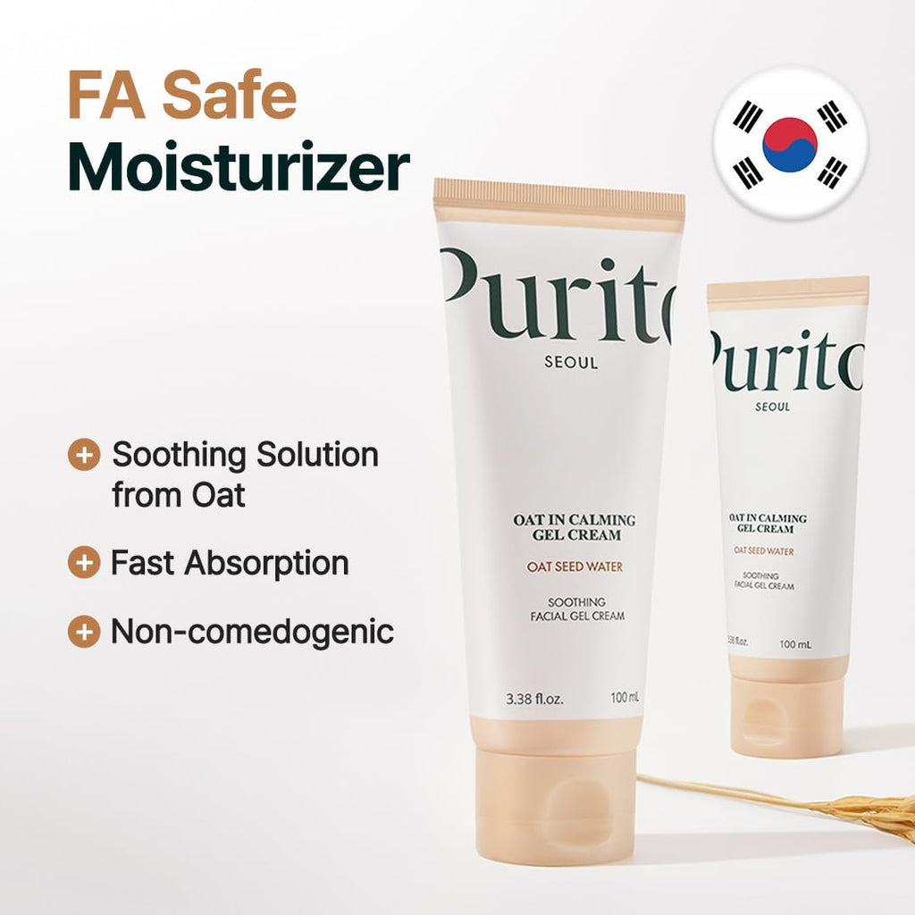 PURITO Oat In Calming Gel Cream, Oat Seed Water, Lightweight Non-Sticky Moisturizer, Non-Comedogenic, Fragrance-Free, Korean Skincare, 100ml 3.38 fl.oz