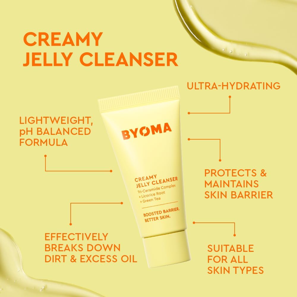 BYOMA So Clear Set - Barrier Repair Skincare Set for Acne Prone Skin - Creamy Jelly Cleanser, Clarifying Face Serum & & Gel-Cream Moisturizer - Unclogs Pores, Targets Blemishes - 30ml, 15ml, 15ml