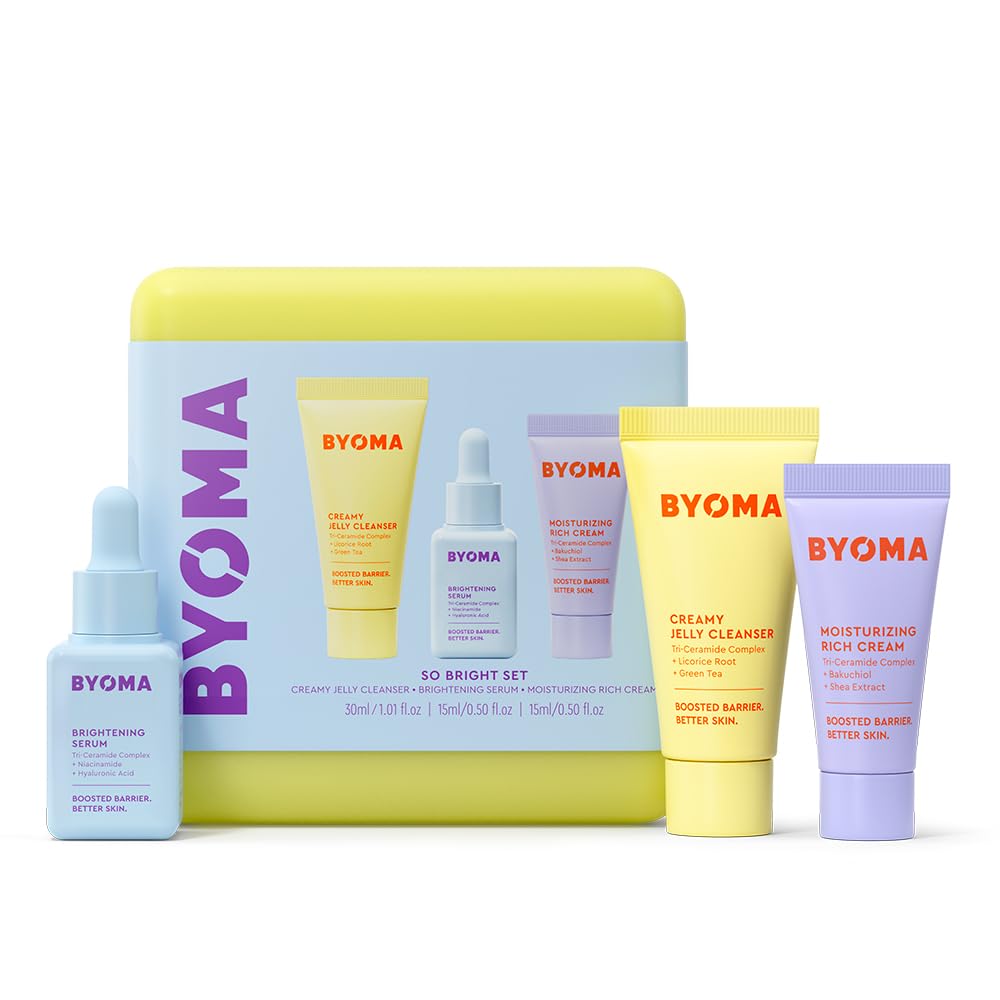 BYOMA So Clear Set - Barrier Repair Skincare Set for Acne Prone Skin - Creamy Jelly Cleanser, Clarifying Face Serum & & Gel-Cream Moisturizer - Unclogs Pores, Targets Blemishes - 30ml, 15ml, 15ml